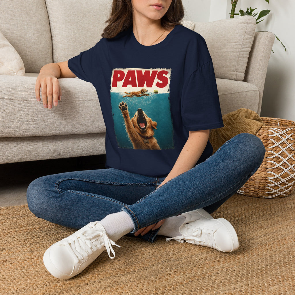 PAWS Dog Parody T-Shirt — Retro Beach Pup Graphic Tee for Dog Lovers