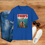 PAWS Dog Parody T-Shirt — Retro Beach Pup Graphic Tee for Dog Lovers