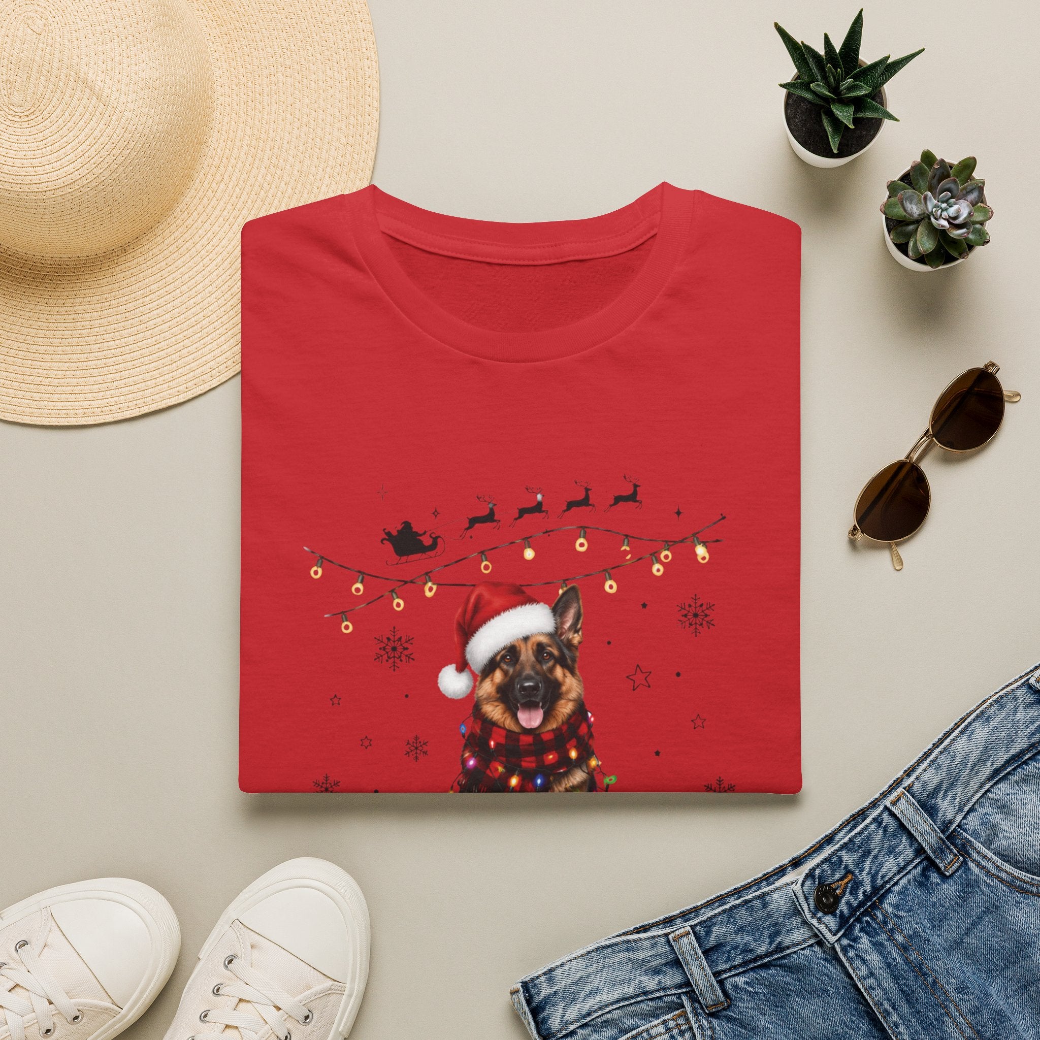 Christmas German Shepherd T‑Shirt — Merry Christmas Holiday Dog Tee