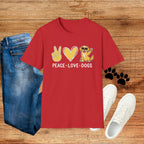 Peace Love Dogs T-Shirt – Cute Golden Retriever Graphic Tee