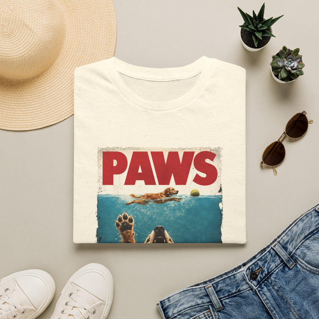 PAWS Dog Parody T-Shirt — Retro Beach Pup Graphic Tee for Dog Lovers