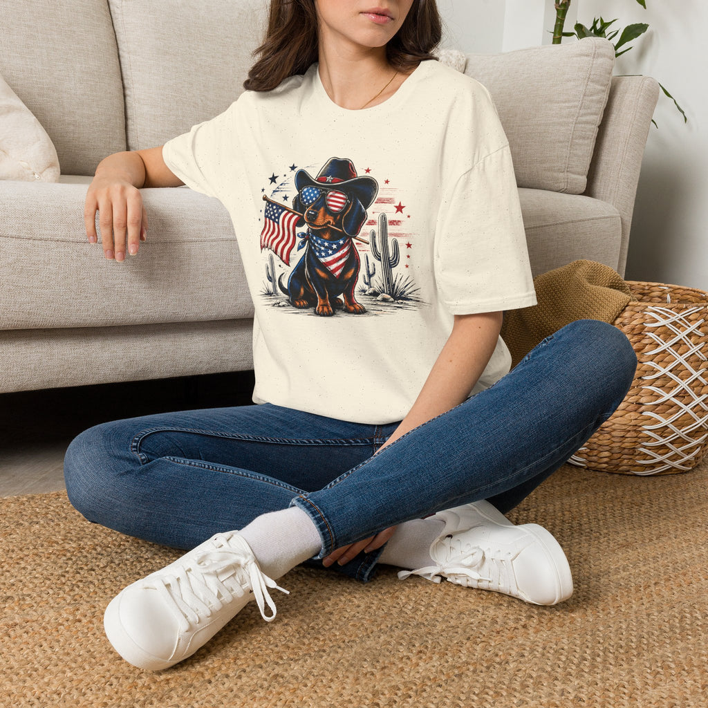 Patriotic Dachshund Tee — American Flag Cowboy Dog T-Shirt