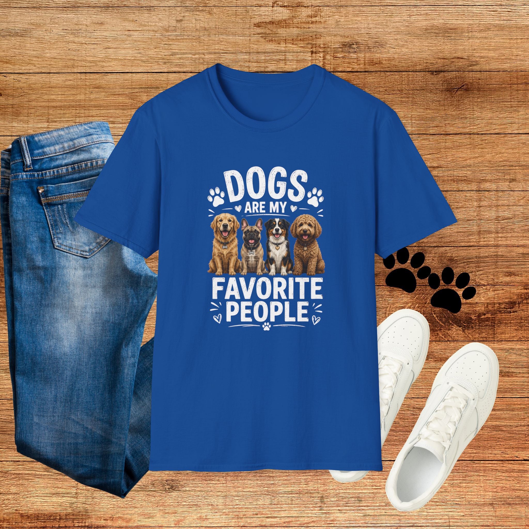 Dogs Are My Favorite People Cute Paw Print Dog Lover Tee
