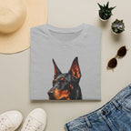 Doberman Portrait T‑Shirt — Realistic Dog Art Tee for Pet Lovers