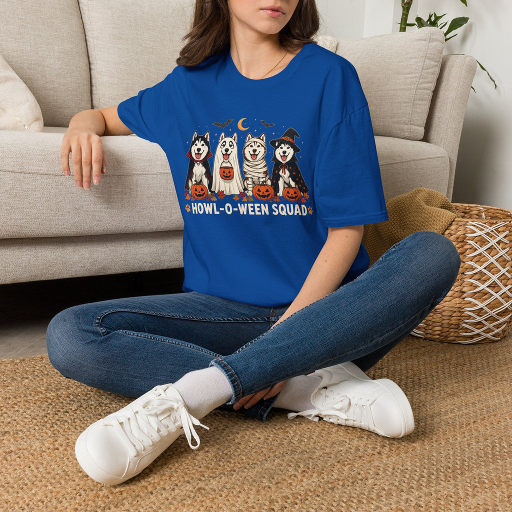 Halloween Huskies T-Shirt — "Howl-O-Ween Squad" Cute Dog Costume Tee