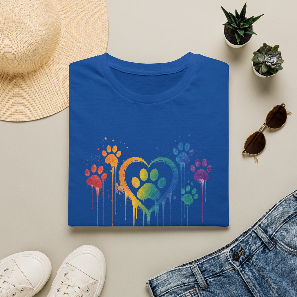 T-Shirt — Rainbow Paw Heart Tee (LGBTQ+ Pet Lover Pride Shirt)
