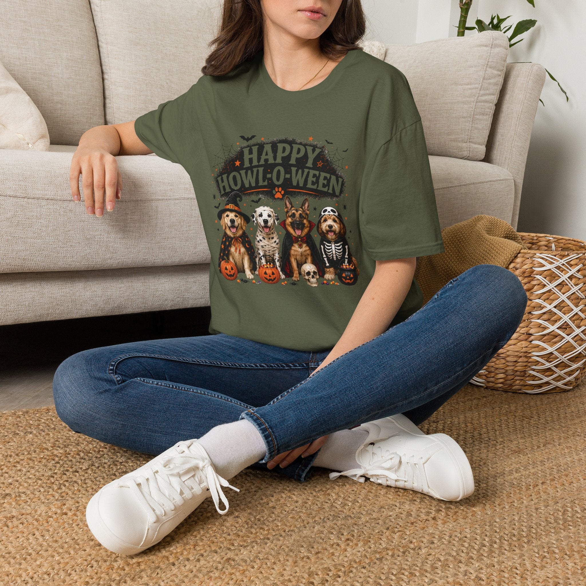 Happy Howl-O-Ween T-Shirt — Cute Dogs Halloween Graphic Tee