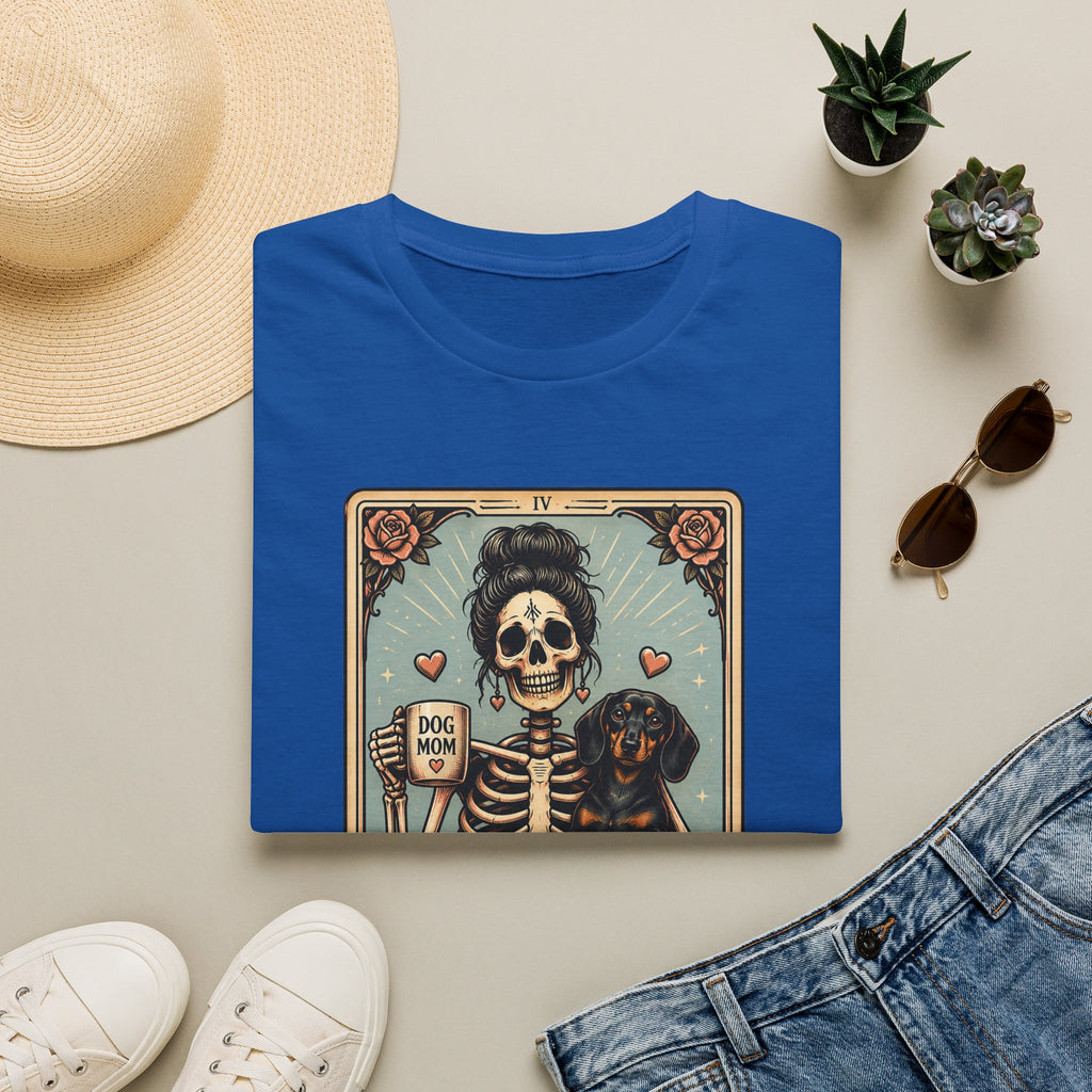 Dachshund Mom Tarot Tee — 'Dog Mom' Skeleton Card Graphic T-Shirt