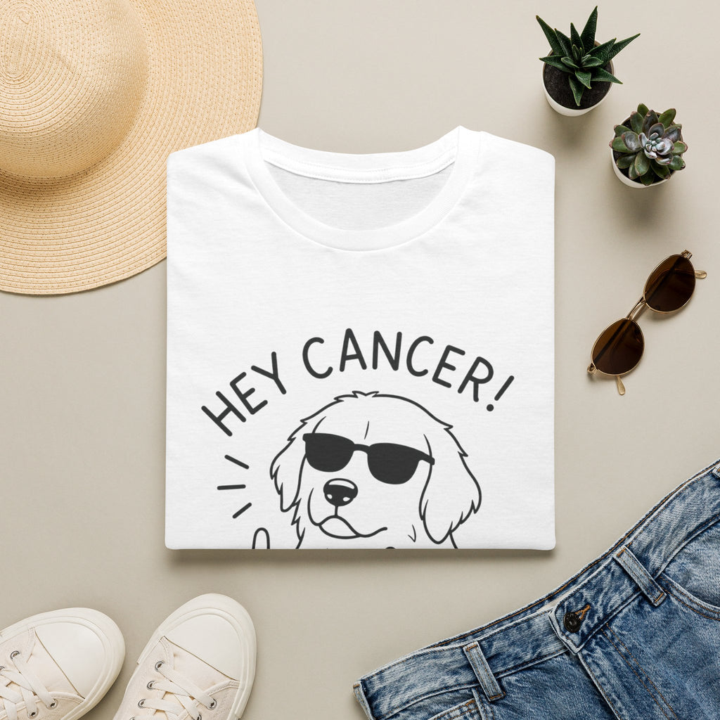 Hey Cancer! Dog Graphic T-Shirt — Cheeky Cancer Survivor Support Tee