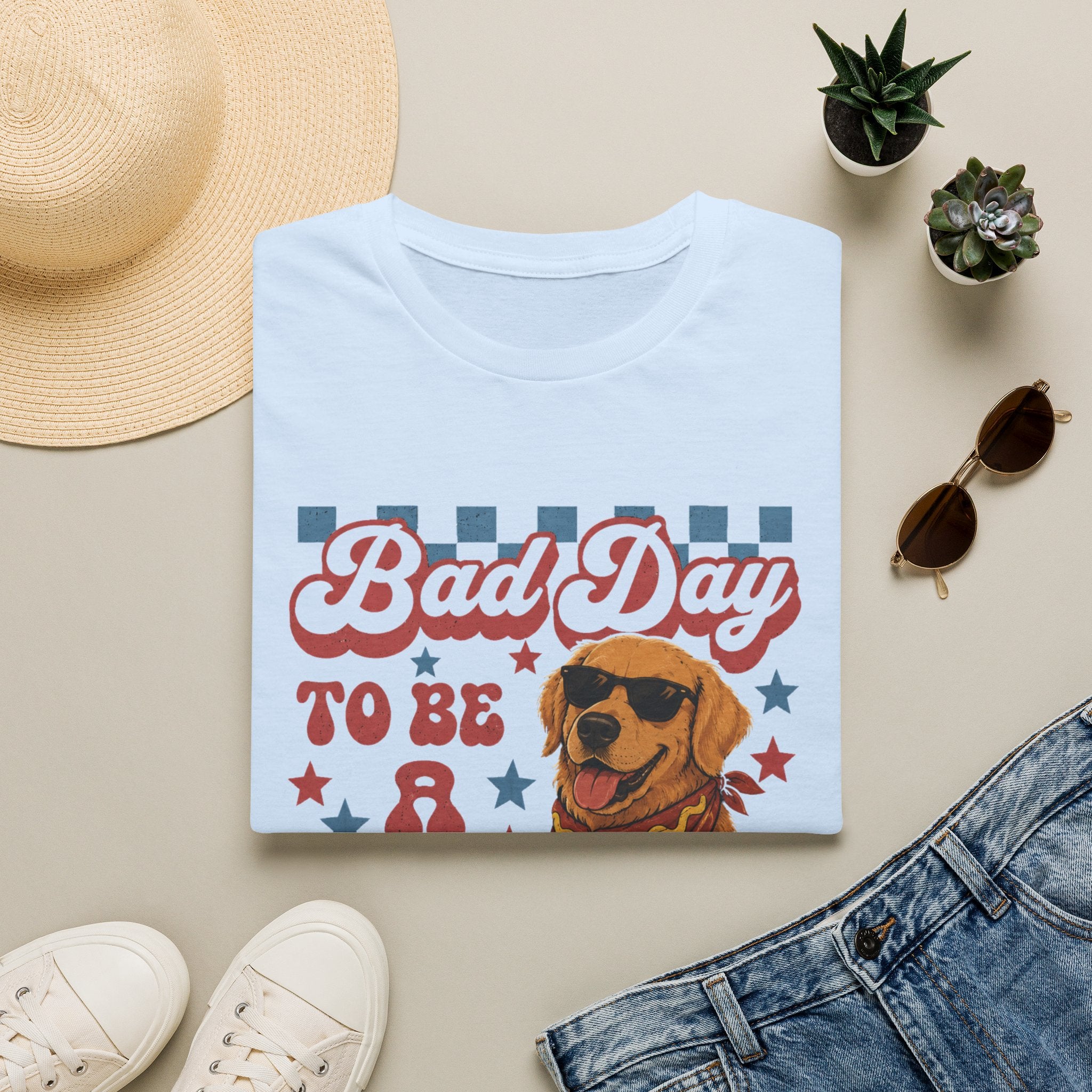 Bad Day to Be a Hot Dog T-Shirt — Retro Patriotic Dog Graphic Tee
