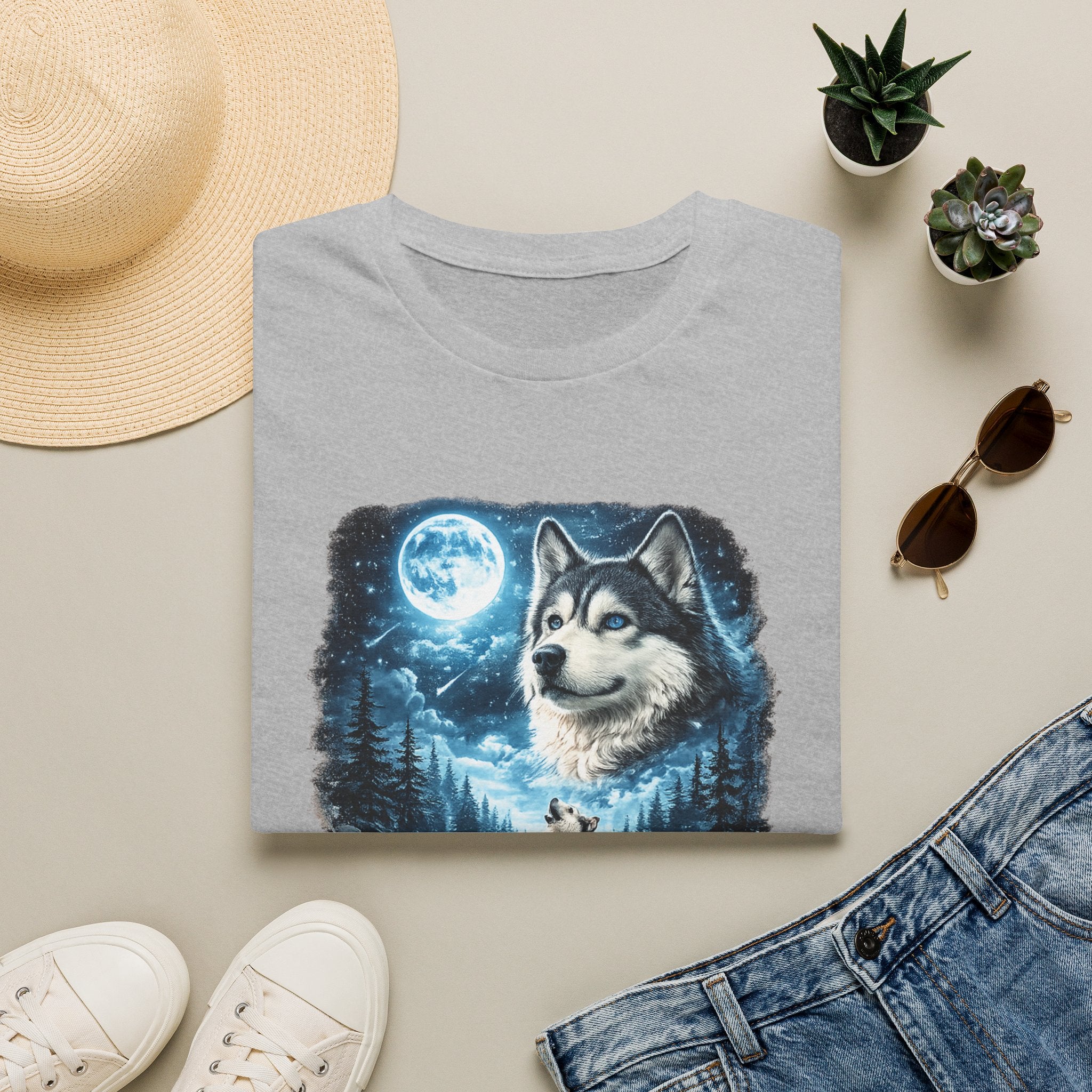 Wolf Moon T-Shirt — Majestic Husky Forest Night Tee