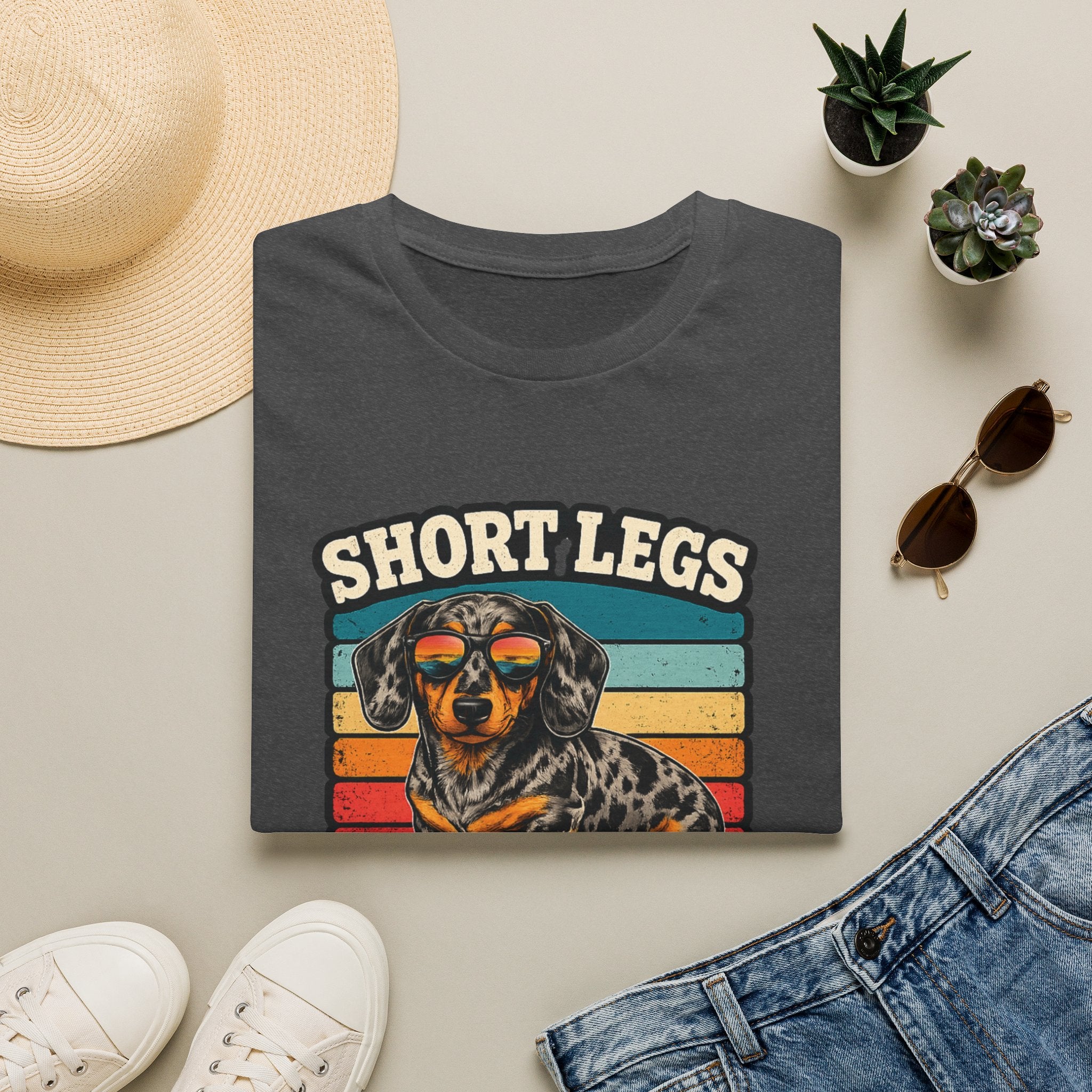 Dachshund Short Legs, Big Attitude Retro Stripe T-Shirt