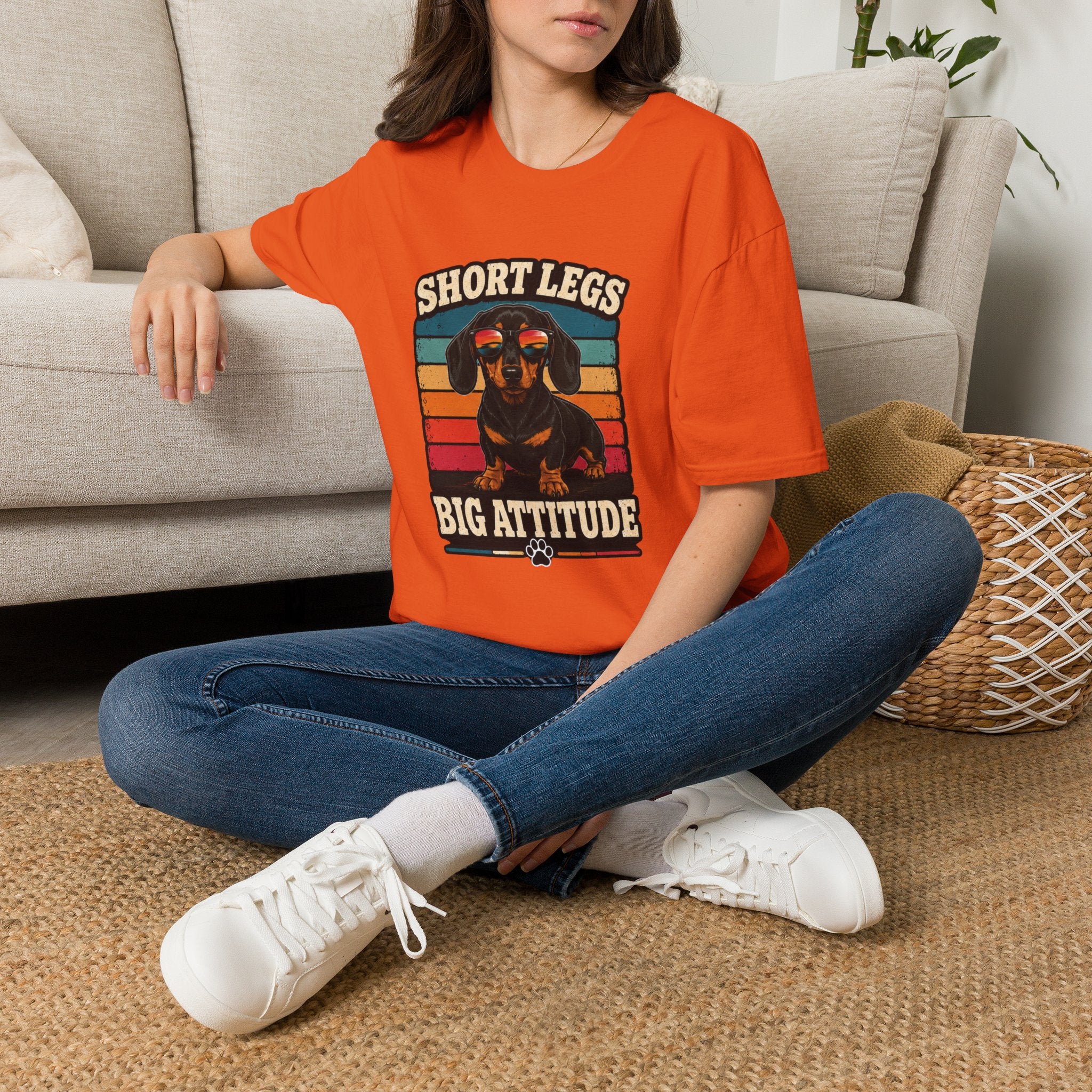 Short Legs Big Attitude T-Shirt — Retro Dachshund Graphic Tee