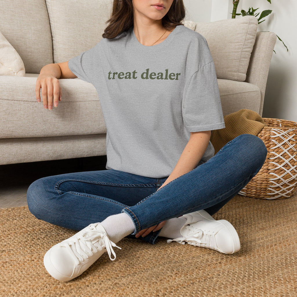 T-Shirt — "treat dealer" Minimalist Graphic Tee for Parents & Pet Lovers
