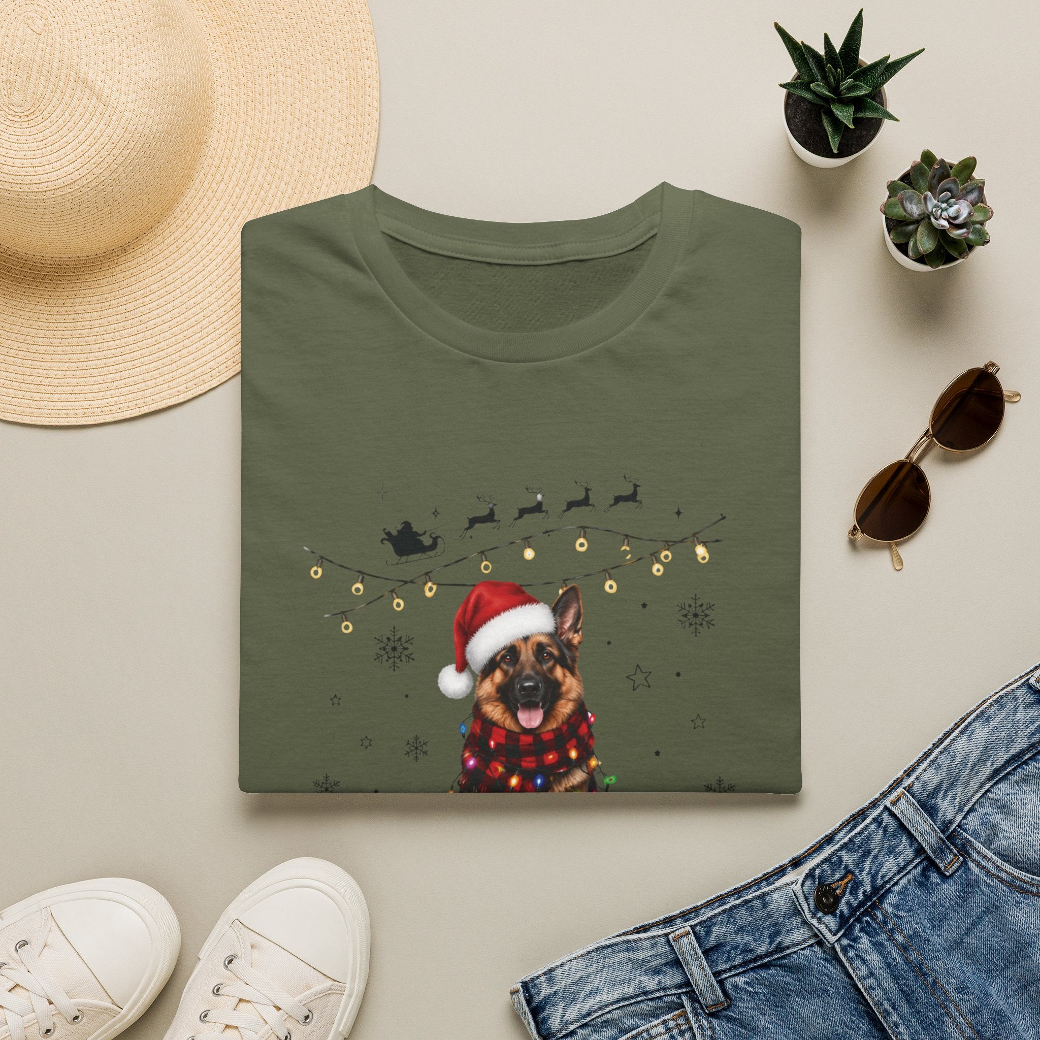 Christmas German Shepherd T‑Shirt — Merry Christmas Holiday Dog Tee