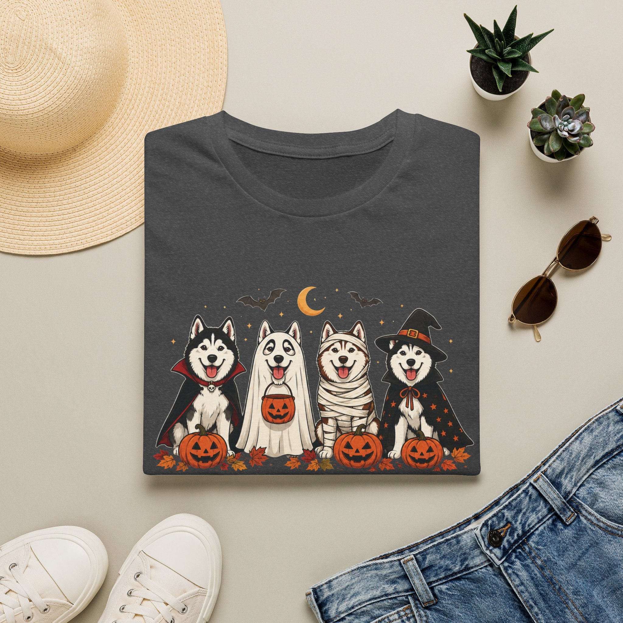 Halloween Huskies T-Shirt — "Howl-O-Ween Squad" Cute Dog Costume Tee