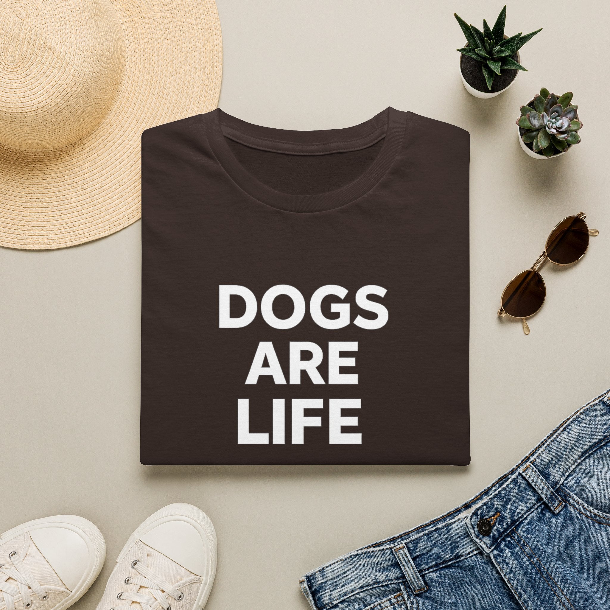 Dogs Are Life T‑Shirt — Bold Text Graphic Tee for Dog Lovers