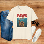 PAWS Dog Parody T-Shirt — Retro Beach Pup Graphic Tee for Dog Lovers