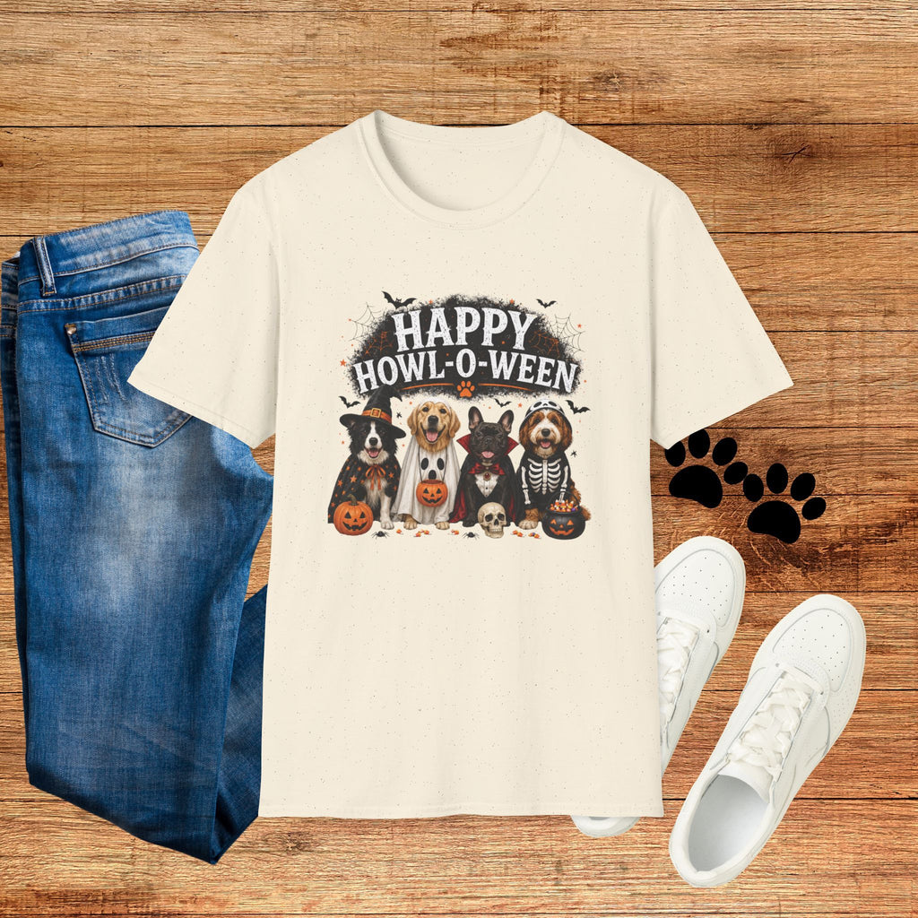 Happy Howl-O-Ween Dog T-Shirt — Halloween Puppy Costume Tee