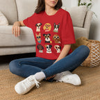 Cute Dog Faces T-Shirt — Grid of Cartoon Puppies Graphic Tee
