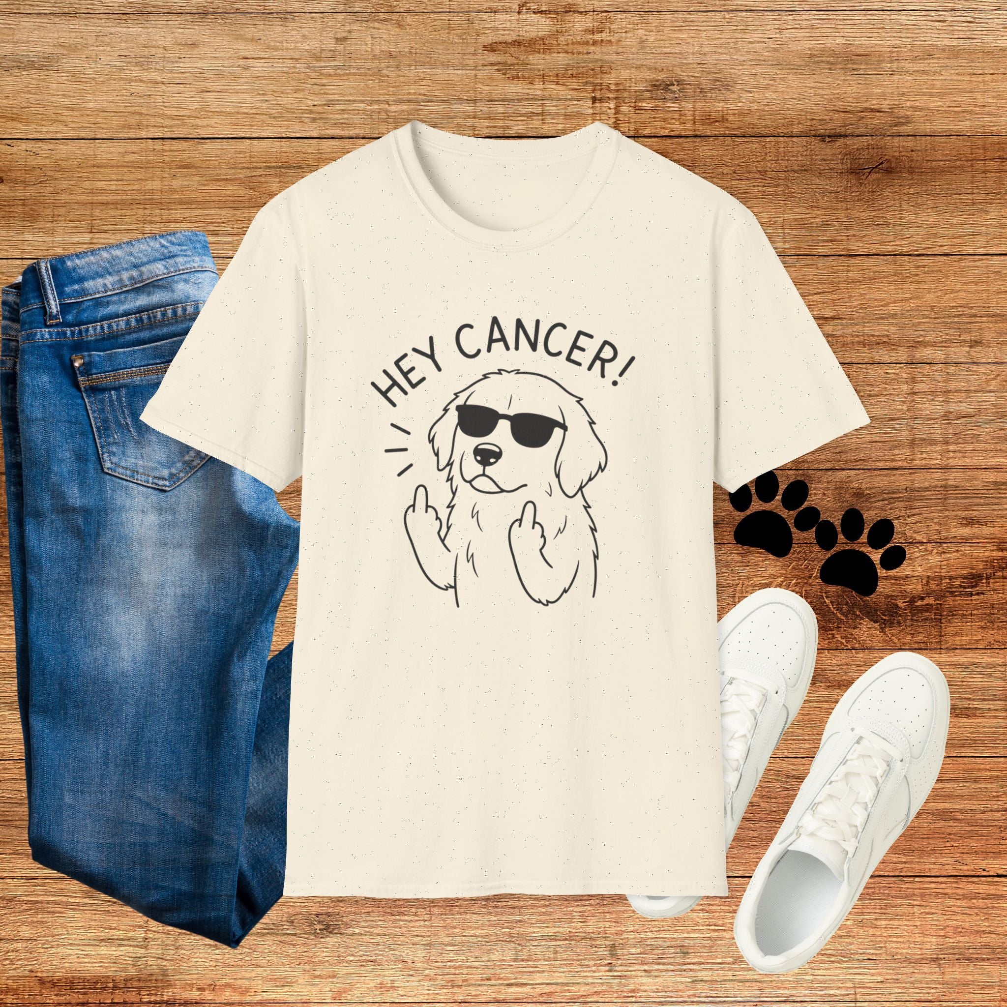 Hey Cancer! Dog Graphic T-Shirt — Cheeky Cancer Survivor Support Tee
