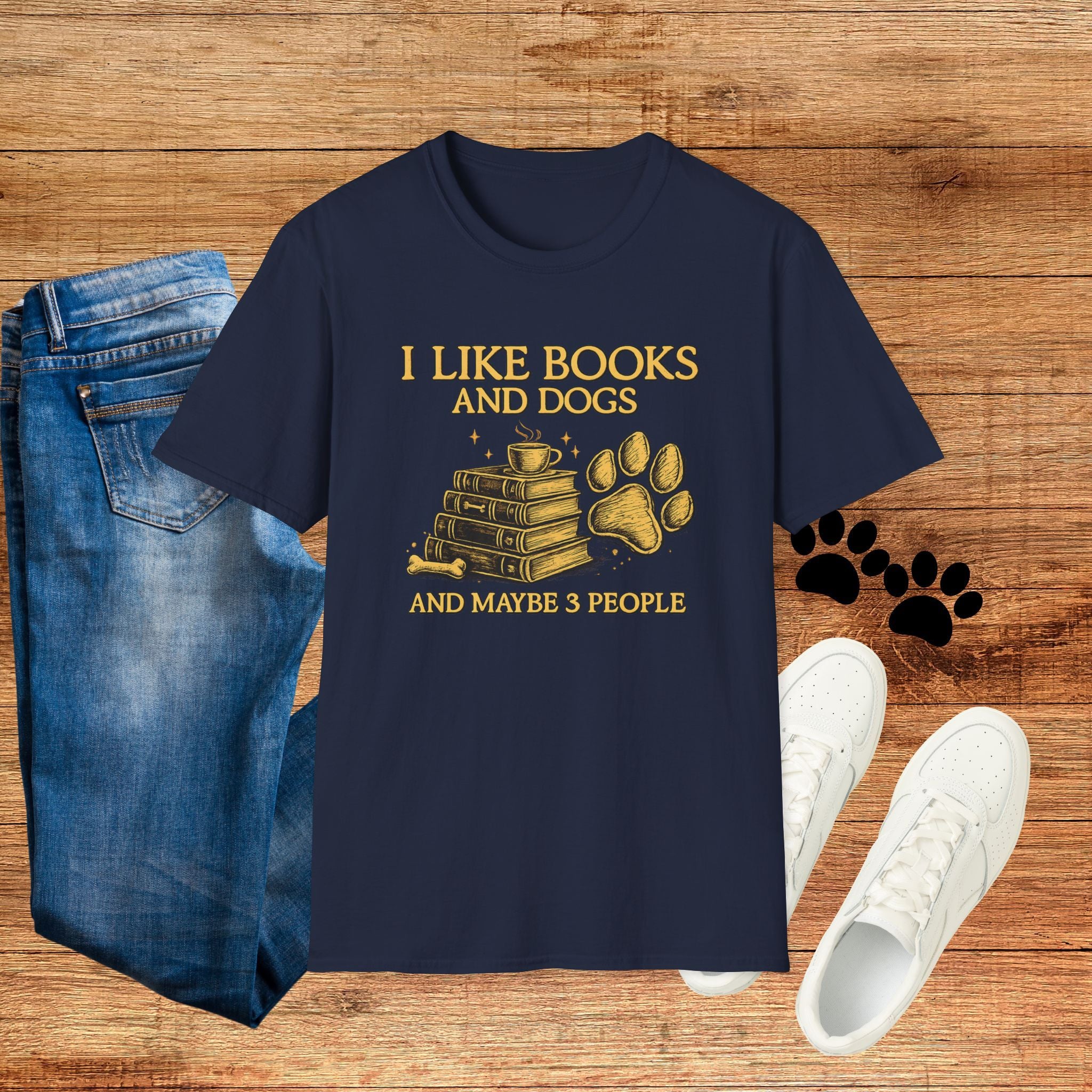 I Like Books and Dogs Graphic Tee (and Maybe 3 People)