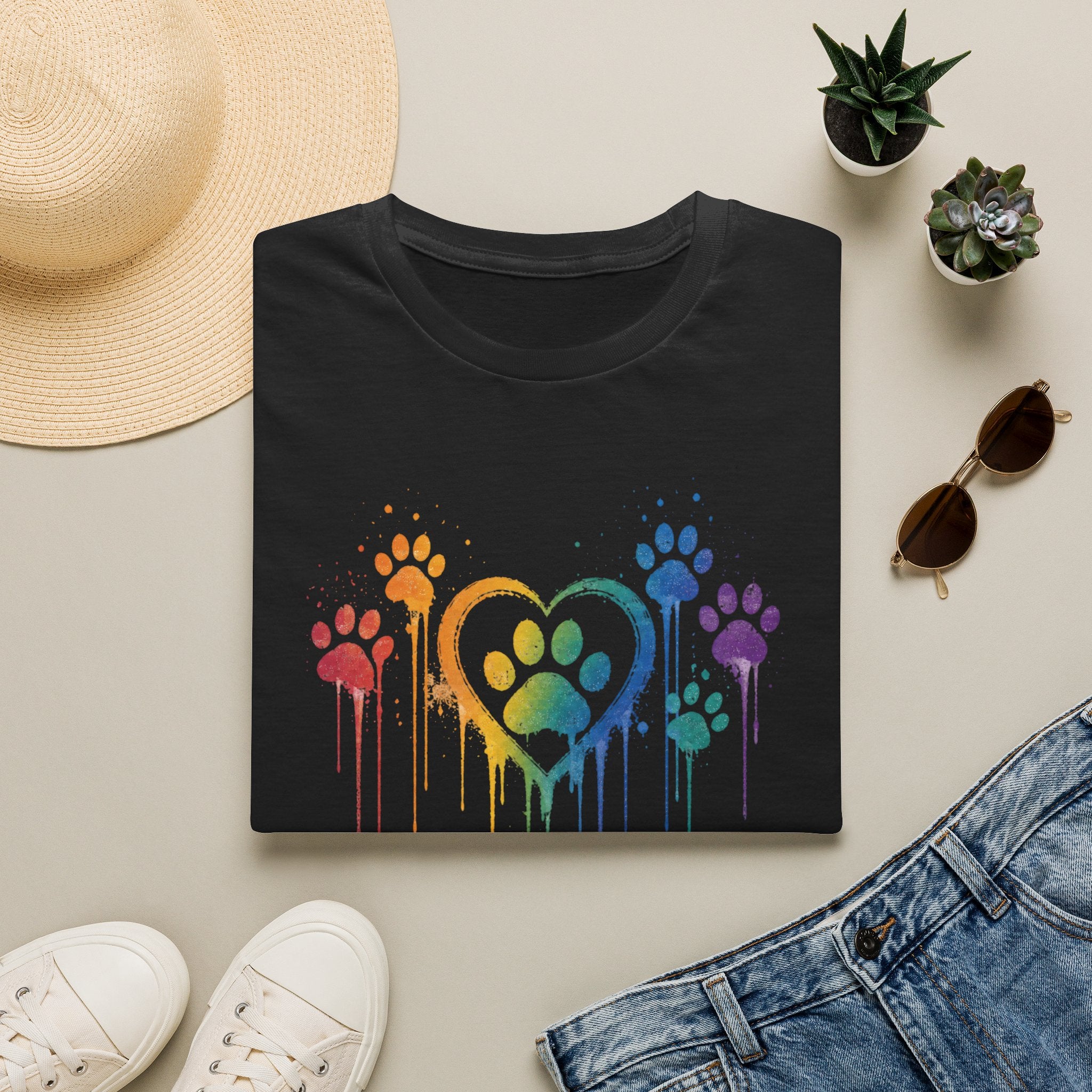 T-Shirt — Rainbow Paw Heart Tee (LGBTQ+ Pet Lover Pride Shirt)