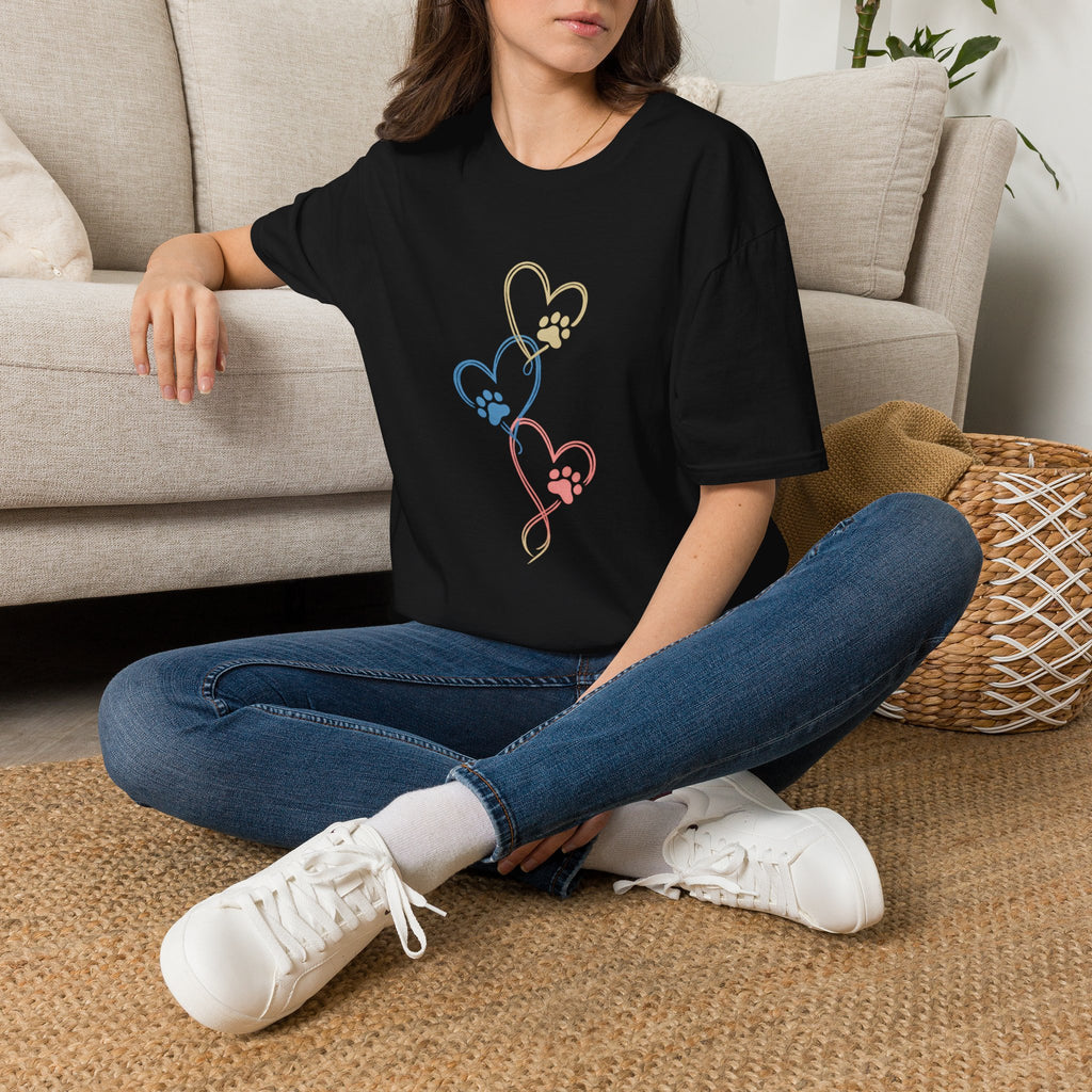 Pastel Paw Heart Trio Tee (Pet Lover Gift)