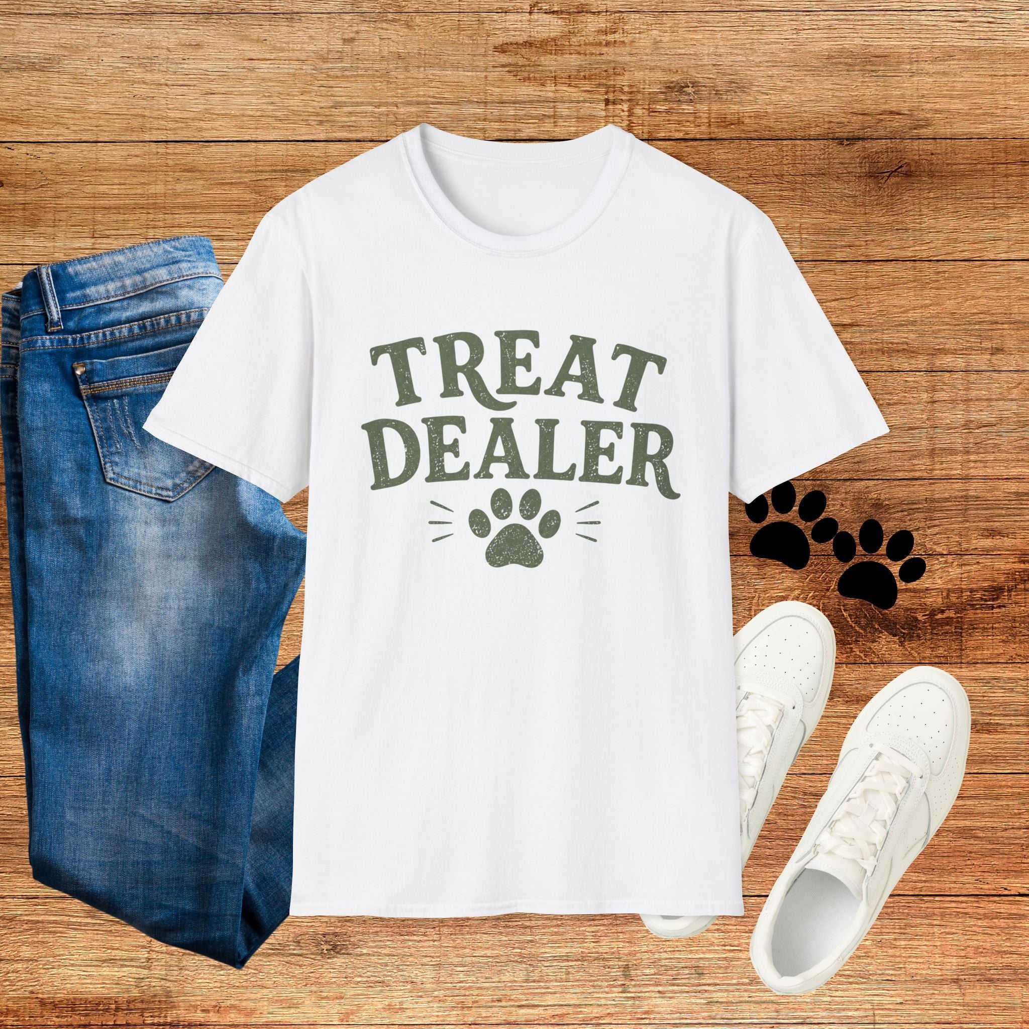 Treat Dealer T-Shirt — Funny Pet Treats Paw Print Tee for Dog & Cat Lovers