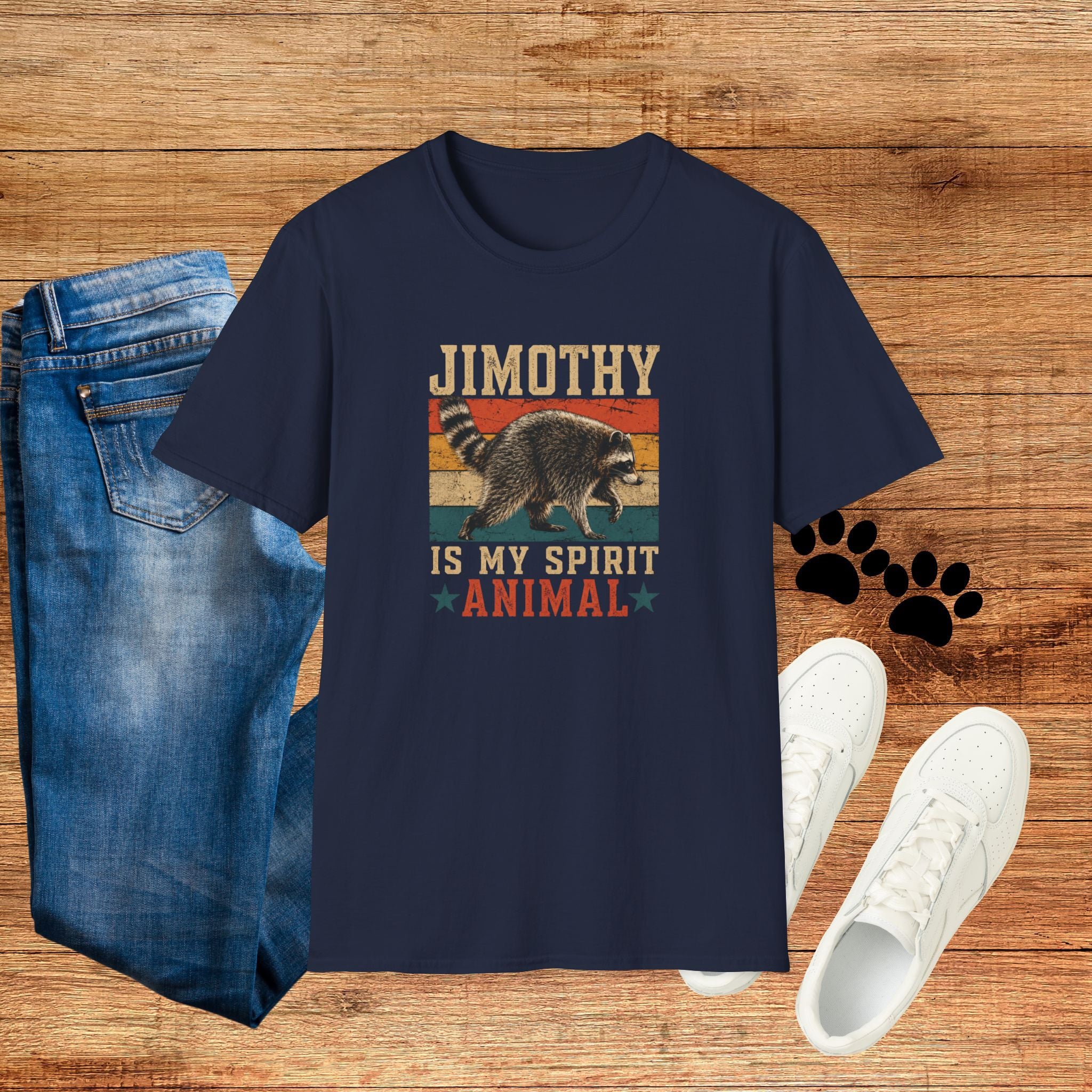 Jimothy Is My Spirit Animal Retro Tee Raccoon