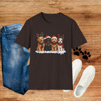 Christmas Dogs T-Shirt — Festive Puppies with Santa Hats & Reindeer Antlers