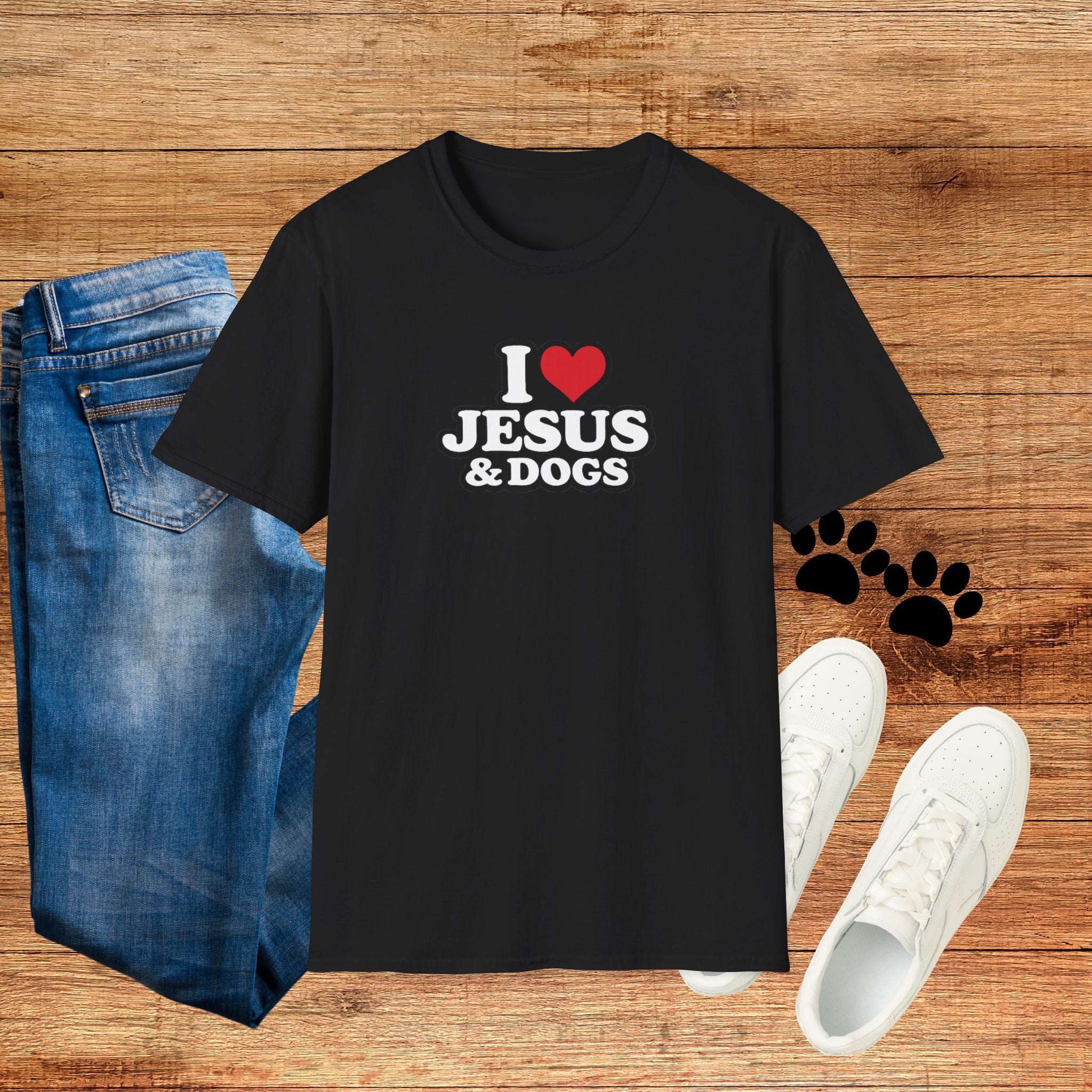 I  Love Jesus & Dogs T-Shirt – Christian Dog Lover Tee