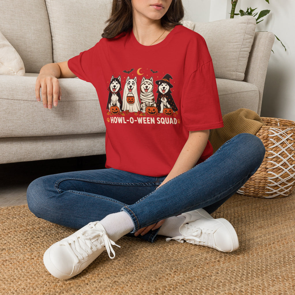 Halloween Huskies T-Shirt — "Howl-O-Ween Squad" Cute Dog Costume Tee