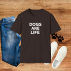 Dogs Are Life T‑Shirt — Bold Text Graphic Tee for Dog Lovers