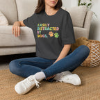 Easily Distracted By Dogs T-Shirt — Cute Colorful Paw Print Tee for Dog Lovers