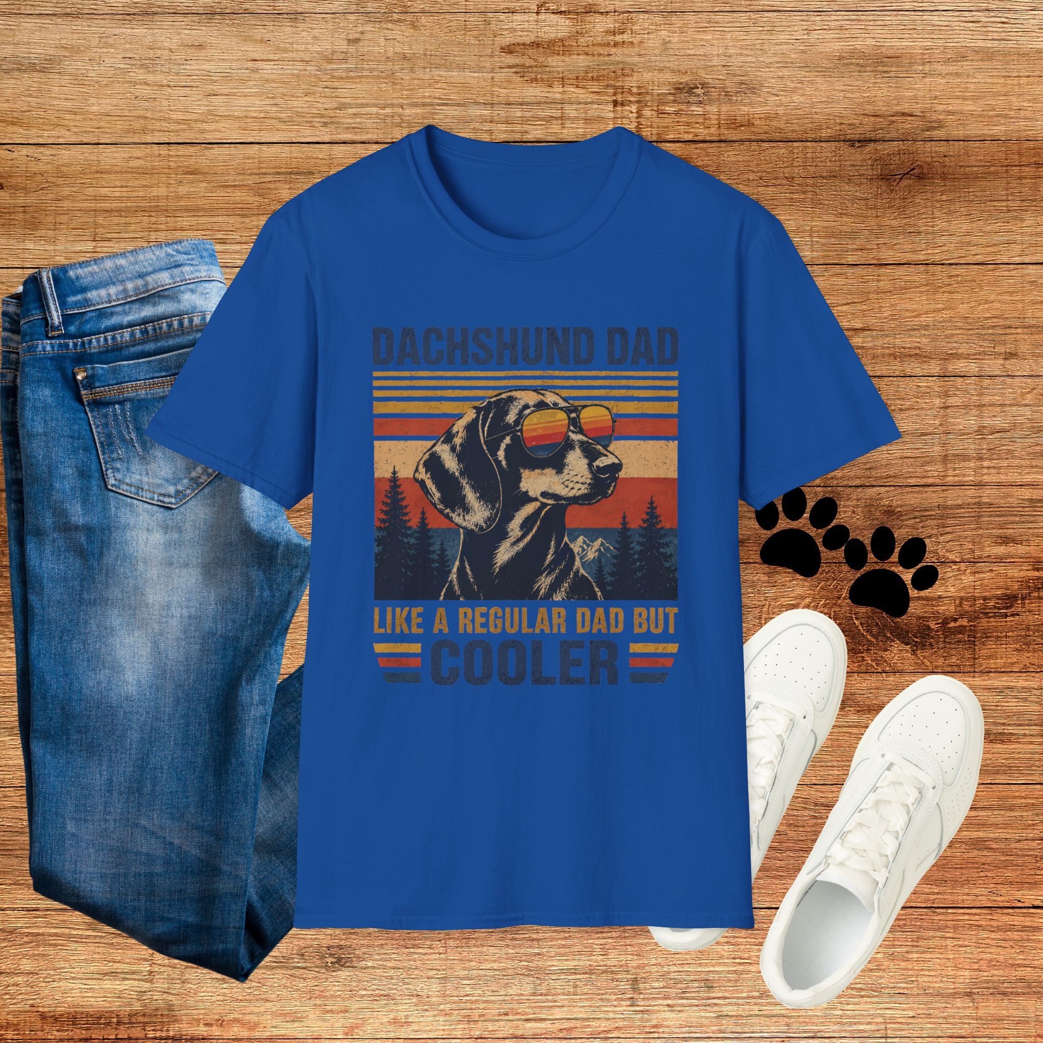 Dachshund Dad T-Shirt — Retro Sunglasses Sausage Dog Tee
