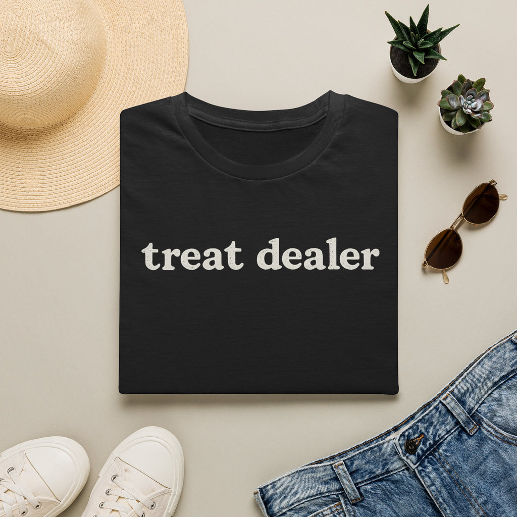 T-Shirt — "treat dealer" Minimalist Graphic Tee for Parents & Pet Lovers