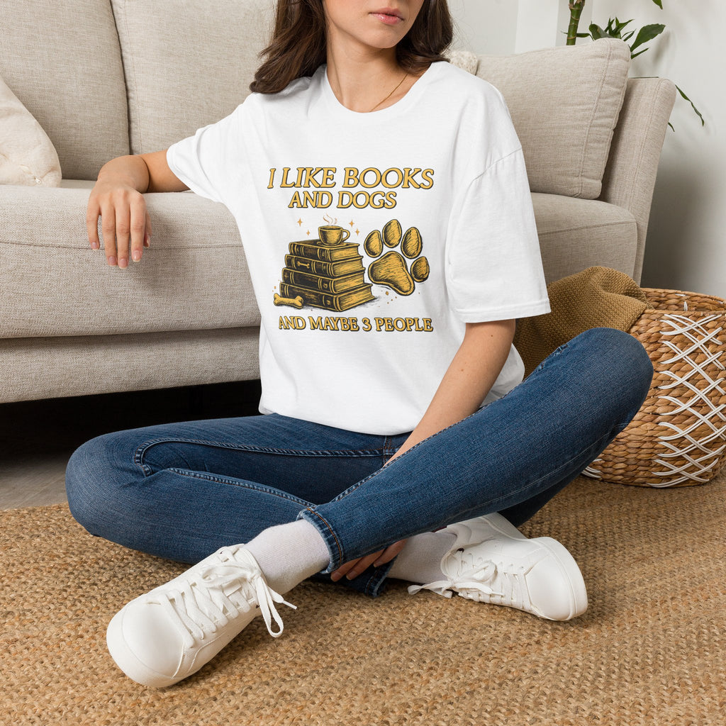I Like Books and Dogs Graphic Tee (and Maybe 3 People)