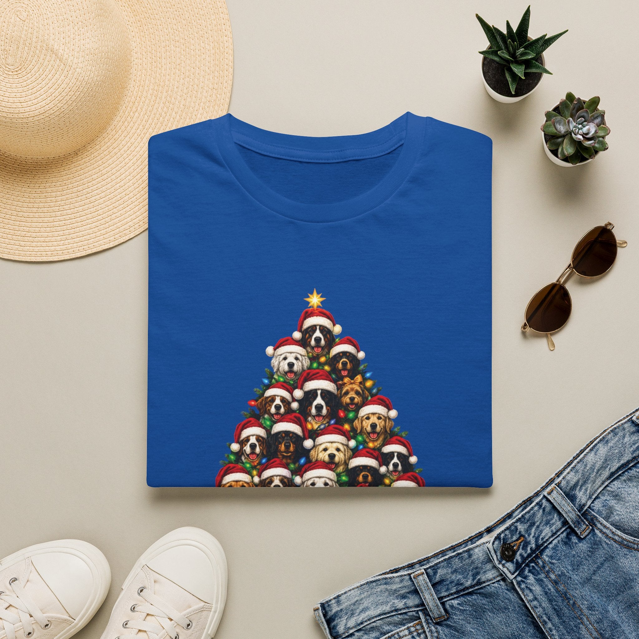 Christmas Dog Tree T-Shirt — Cute Holiday Puppies Pyramid Graphic Tee