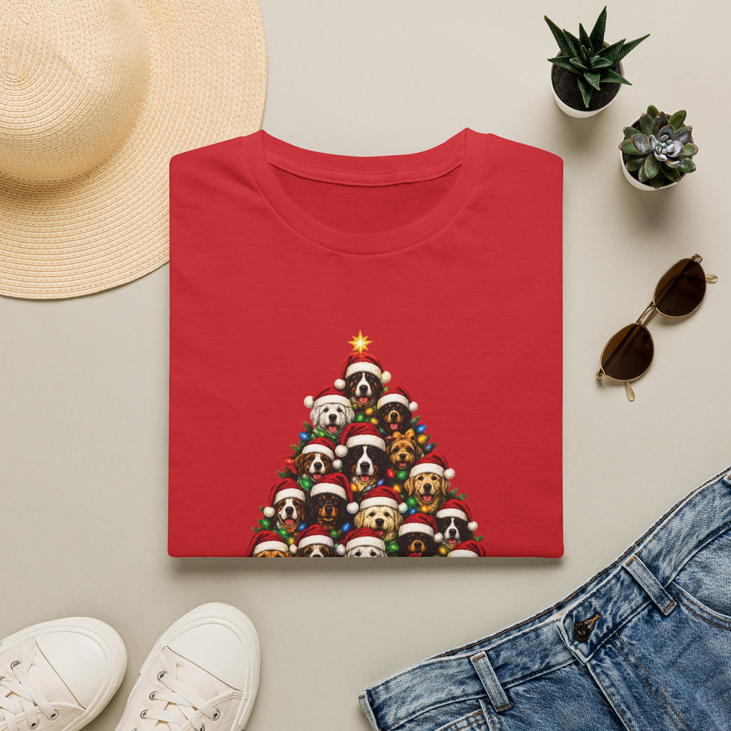 Christmas Dog Tree T-Shirt — Cute Holiday Puppies Pyramid Graphic Tee