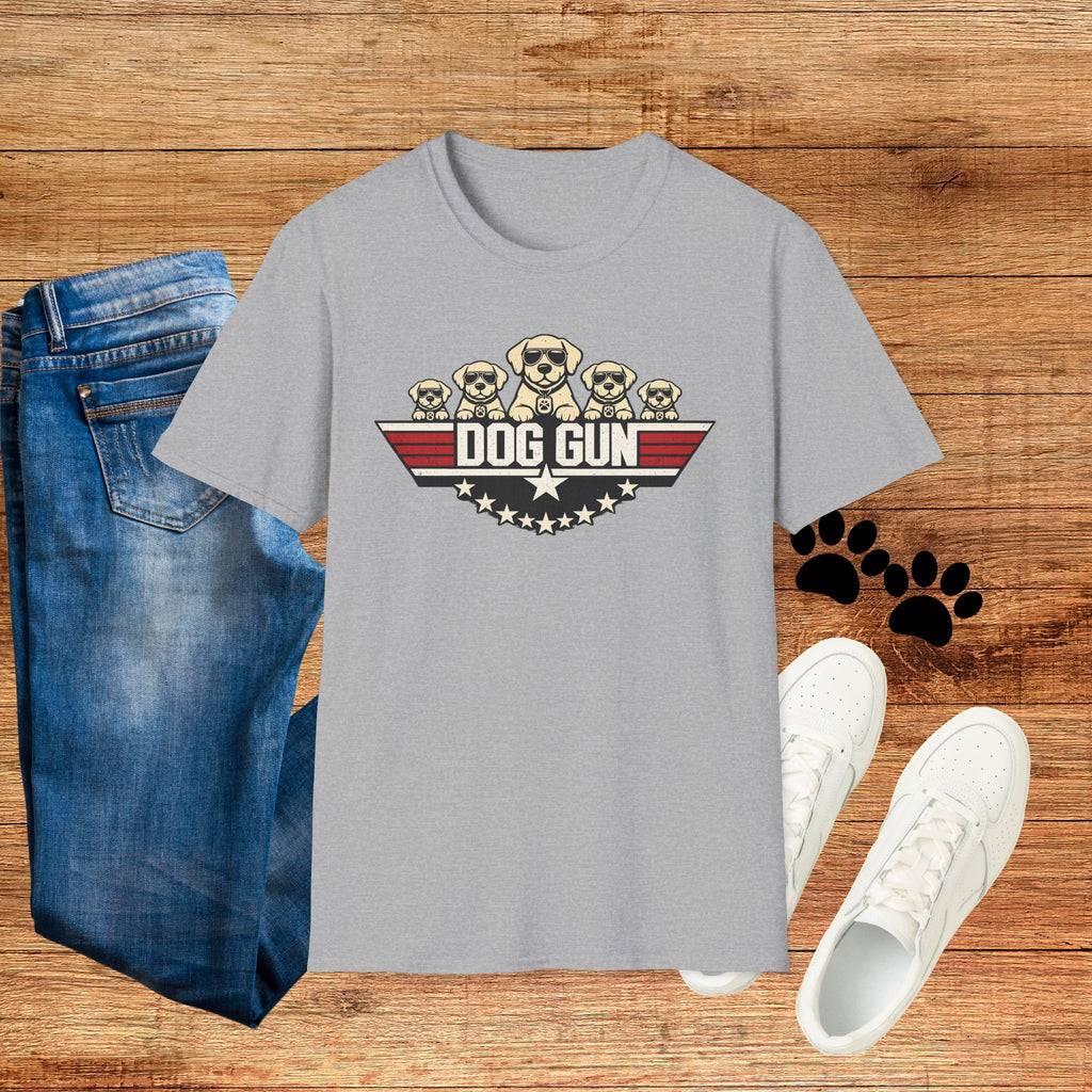 Dog Gun T-Shirt — Retro Patriotic Puppy Graphic Tee