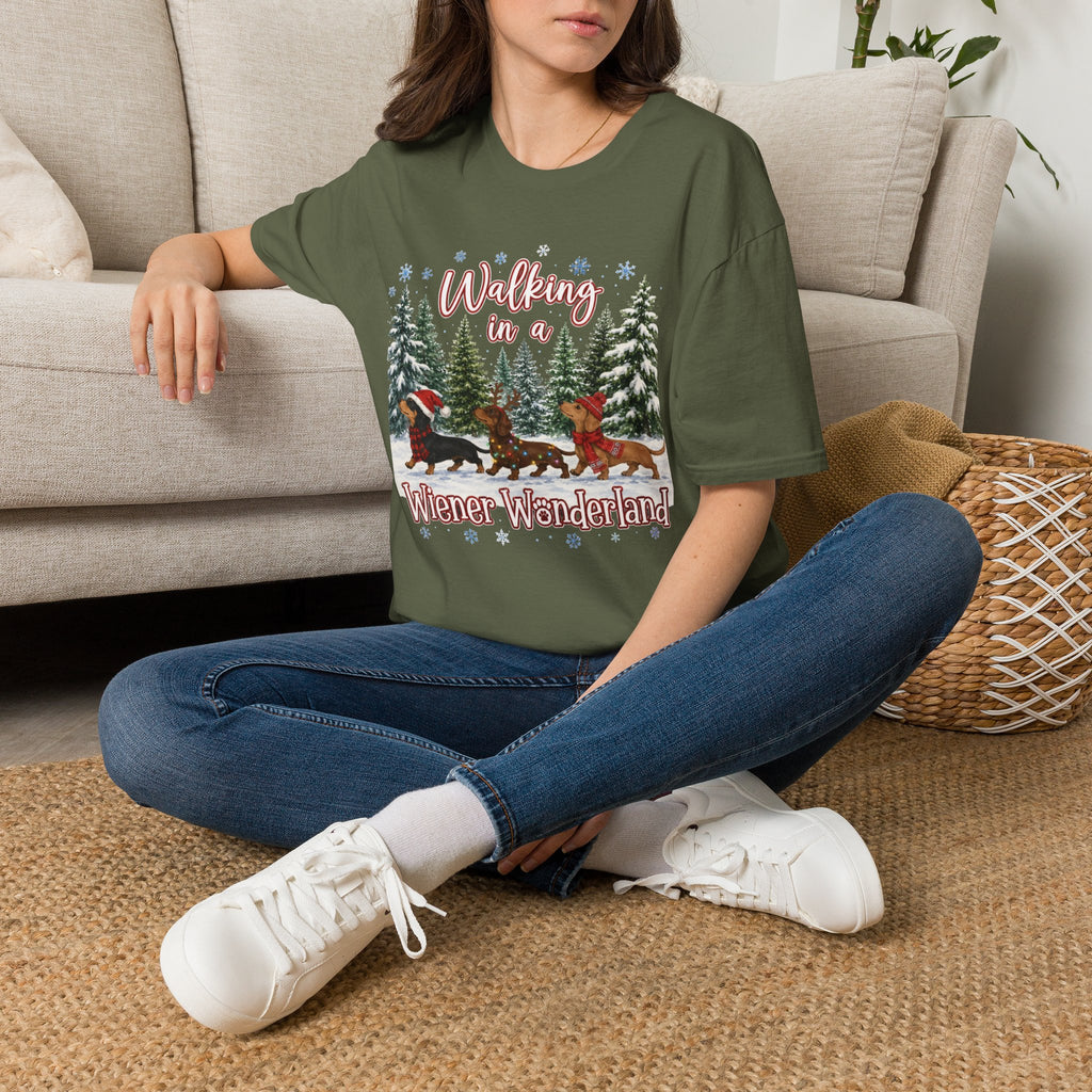 Walking in a Wiener Wonderland Forest Dogs Holiday Shirt
