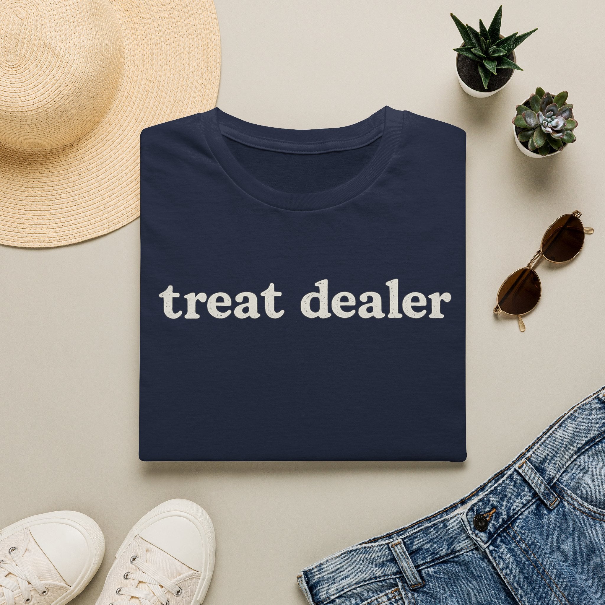 T-Shirt — "treat dealer" Minimalist Graphic Tee for Parents & Pet Lovers