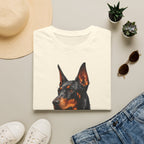 Doberman Portrait T‑Shirt — Realistic Dog Art Tee for Pet Lovers