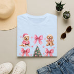 Christmas Puppies Graphic T-Shirt — Pink Bows & Tree Holiday Tee