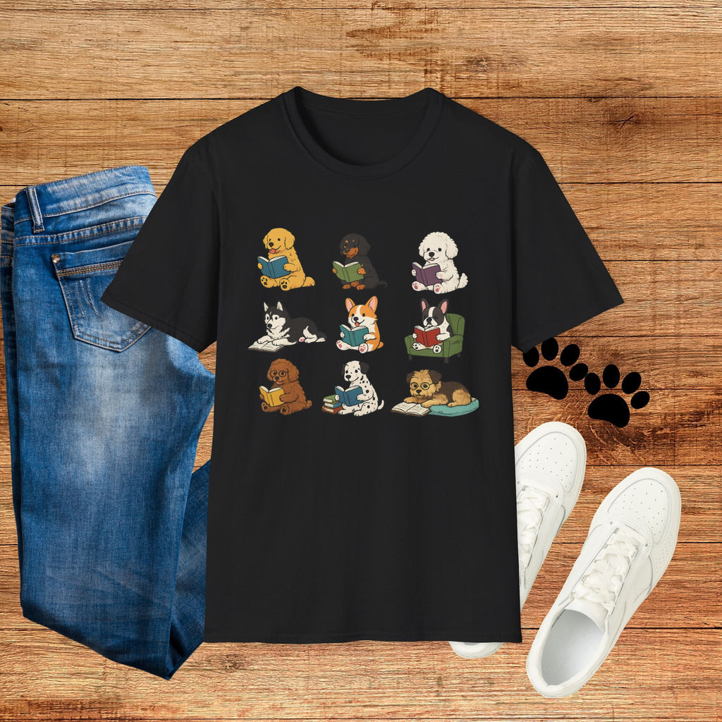Reading Dogs T-Shirt — Cute Puppy Book Club Graphic Tee