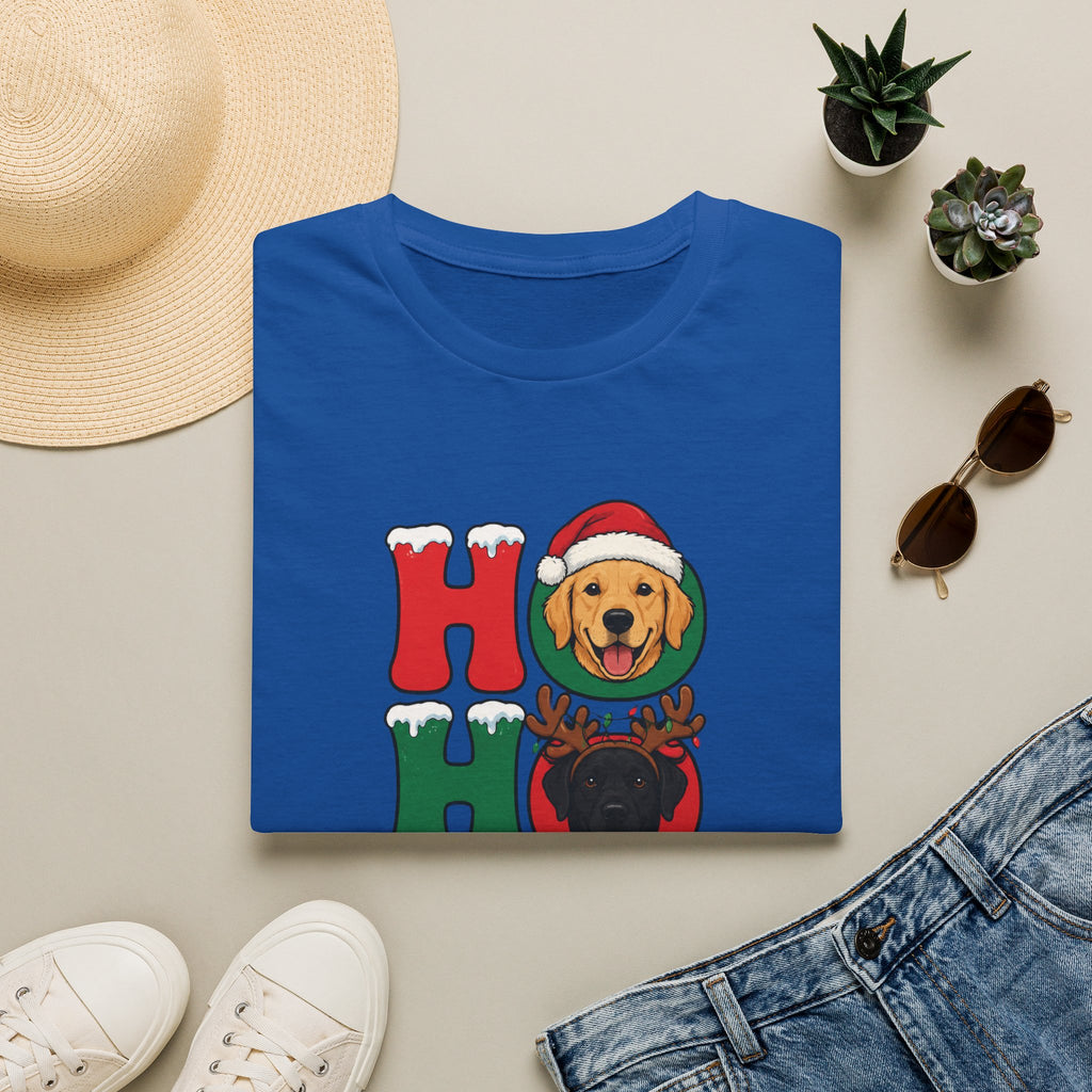 Christmas 'Ho Ho Ho' Dog T-Shirt — Festive Labrador, Pug & Frenchie Holiday Tee