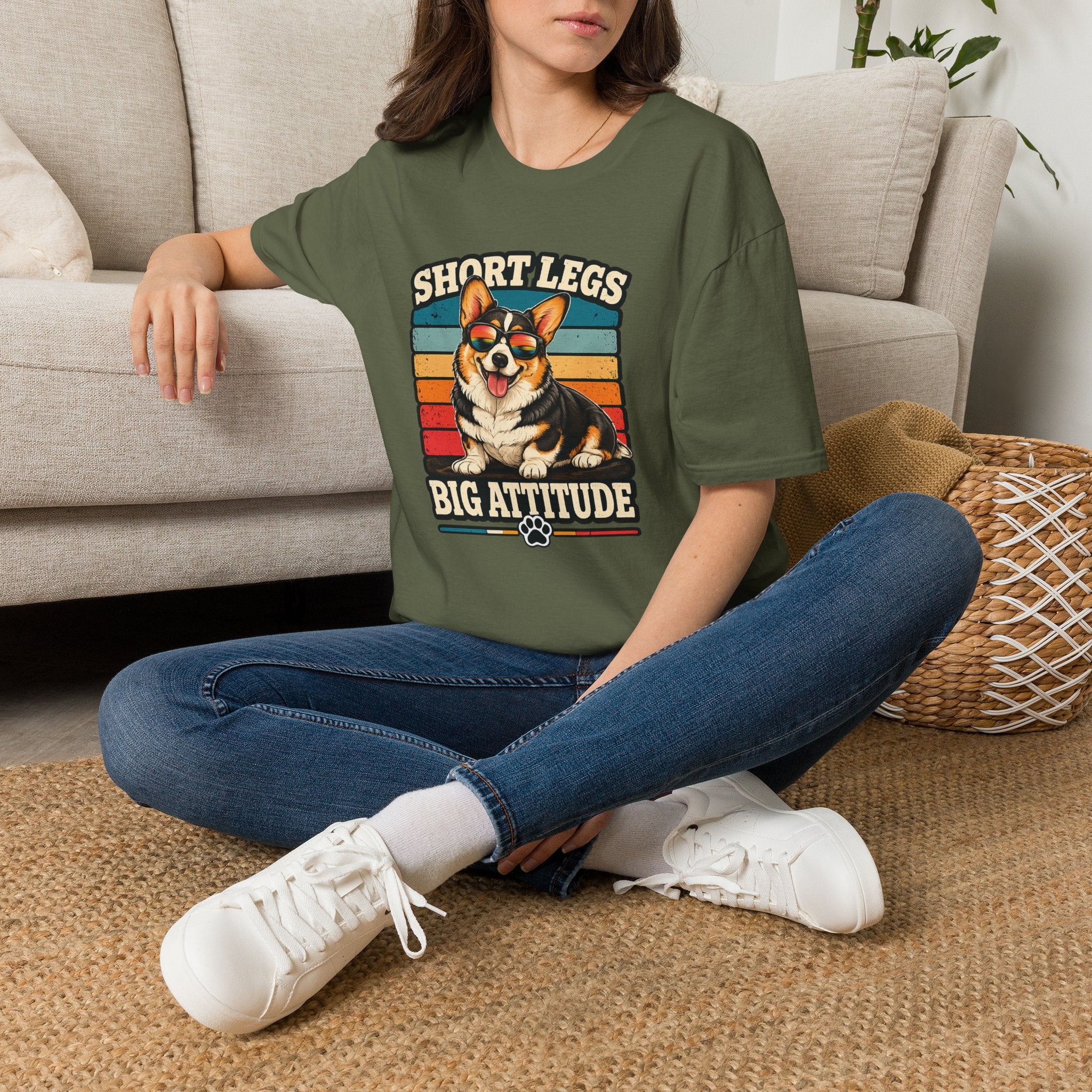 Corgi Short Legs, Big Attitude T-Shirt - Vintage Retro Dog Tee