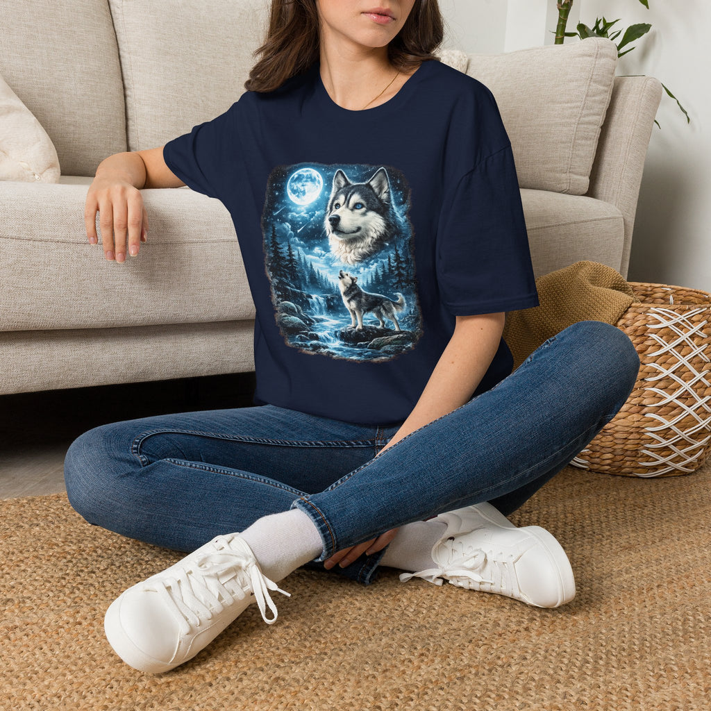 Wolf Moon T-Shirt — Majestic Husky Forest Night Tee