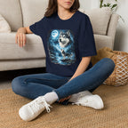 Wolf Moon T-Shirt — Majestic Husky Forest Night Tee
